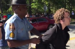 rock stone mountain protest, via WSB-TV