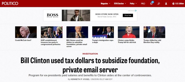 Politico bill clinton headline