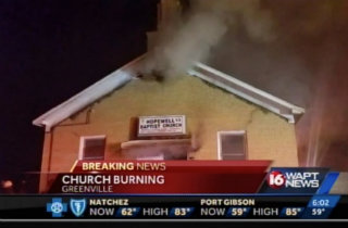 Greenville church fire (WAPT-TV screen grab)