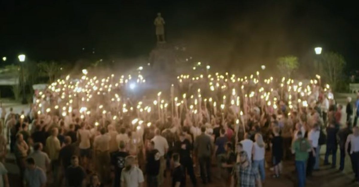 A gathering at the "Unite the Right" rally in Charlottesville, Va., appears in an HBO screengrab.