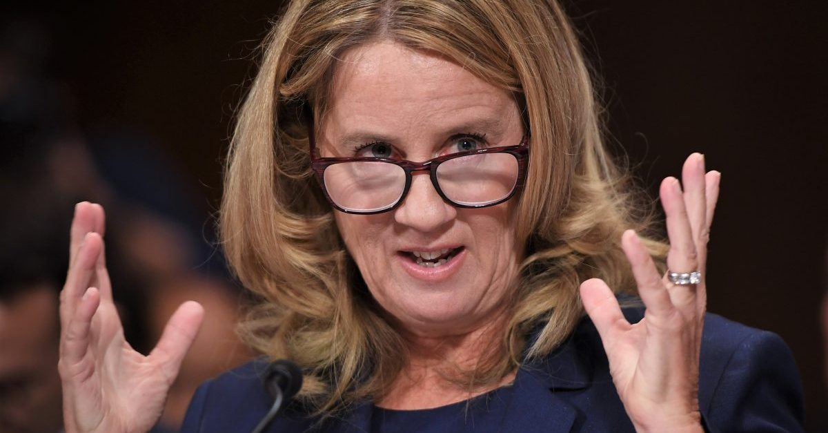 Christine Blasey Ford, the woman accusing Supreme Court nominee Brett Kavanaugh of sexually assaulting her at a party 36 years ago, testifies before the US Senate Judiciary Committee on Capitol Hill in Washington, DC, September 27, 2018. (Photo by SAUL LOEB / POOL / AFP)