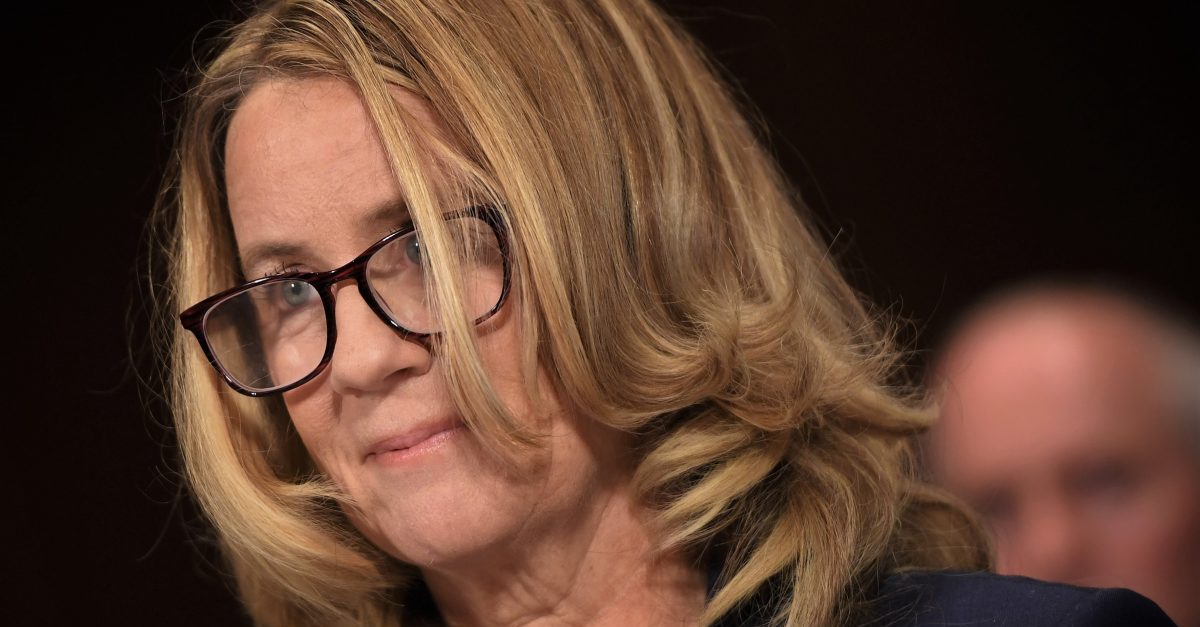 Christine Blasey Ford, the woman accusing Supreme Court nominee Brett Kavanaugh of sexually assaulting her at a party 36 years ago, testifies before the US Senate Judiciary Committee on Capitol Hill in Washington, DC, September 27, 2018.