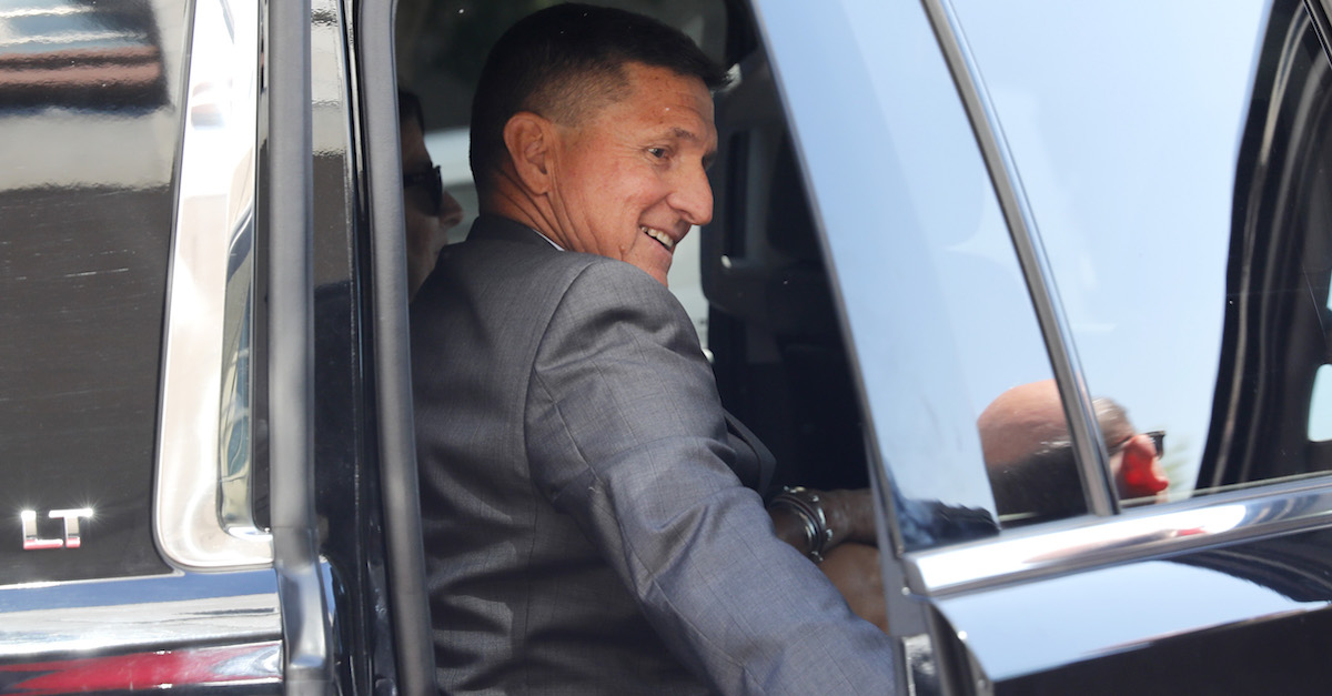 WASHINGTON, DC - July 10: Michael Flynn, former National Security Advisor to President Donald Trump, departs the E. Barrett Prettyman United States Courthouse following a pre-sentencing hearing July 10, 2018 in Washington, DC. Flynn has been charged with a single count of making a false statement to the FBI by Special Counsel Robert Mueller. (Photo by Aaron P. Bernstein/Getty Images)