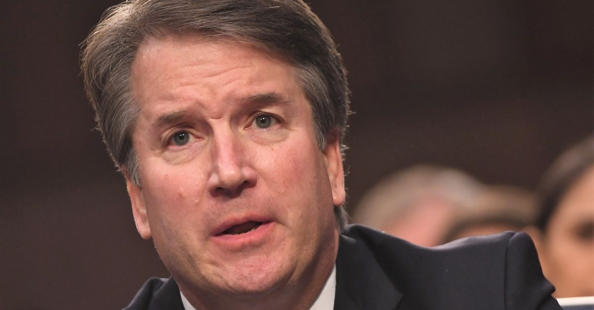 US Supreme Court nominee Brett Kavanaugh speaks during the first day of his confirmation hearing in front of the US Senate on Capitol Hill in Washington DC, on September 4, 2018. - President Donald Trump's newest Supreme Court nominee Brett Kavanaugh is expected to face punishing questioning from Democrats this week over his endorsement of presidential immunity and his opposition to abortion. Some two dozen witnesses are lined up to argue for and against confirming Kavanaugh, who could swing the nine-member high court decidedly in conservatives' favor for years to come. Democrats have mobilized heavily to prevent his approval.