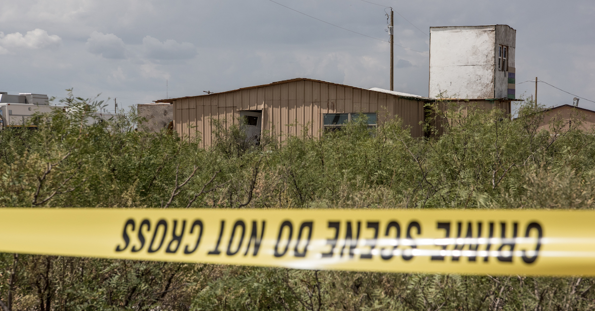 The home of Seth Ator, the alleged gunman in a West Texas rampage Saturday,  is seen to the right of a pump jack Monday, Sept. 2, 2019, near Odessa,  Texas. Officers killed