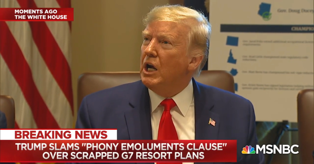 One Day After Trump Called Emoluments Clause Phony Court Sets Hearing Law And Crime