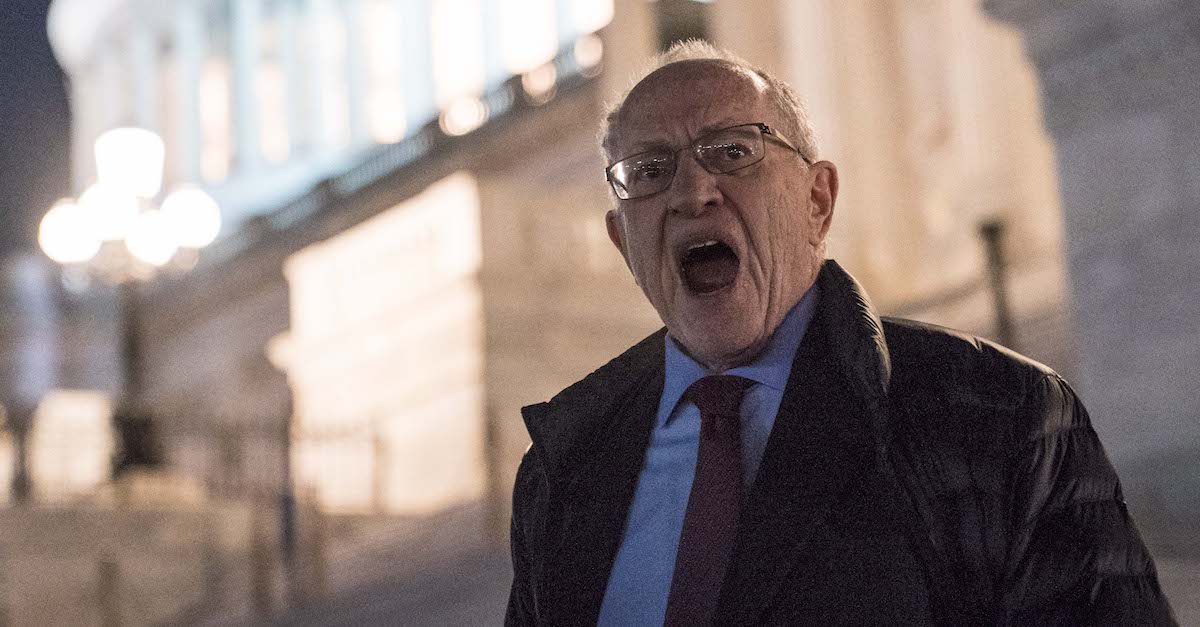 WASHINGTON, DC - JANUARY 29: Attorney Alan Dershowitz, a member of President Donald Trump's legal team, leaves the U.S. Capitol following continuation of the impeachment trial in the Senate January 29, 2020 in Washington, D.C.