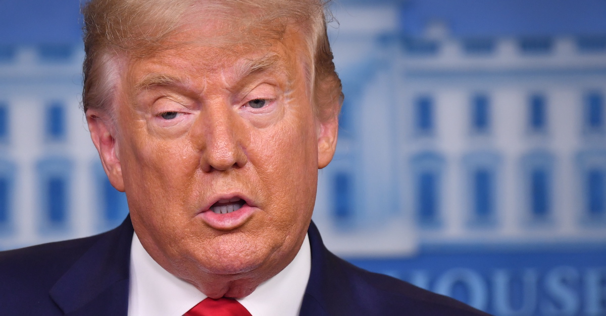 US President Donald Trump speaks to the press in the Brady Briefing Room of the White House in Washington, DC, on August 14, 2020.