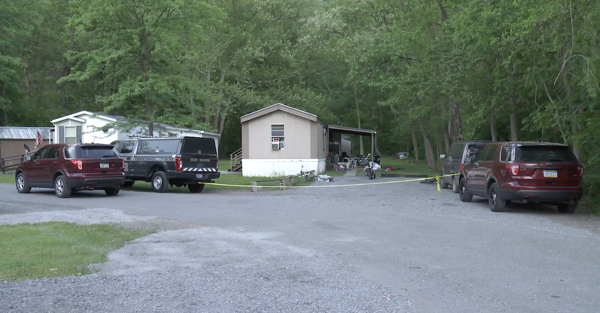 Pictured: the outside of the residence where a crossbow homicide crime scene in Bedford County