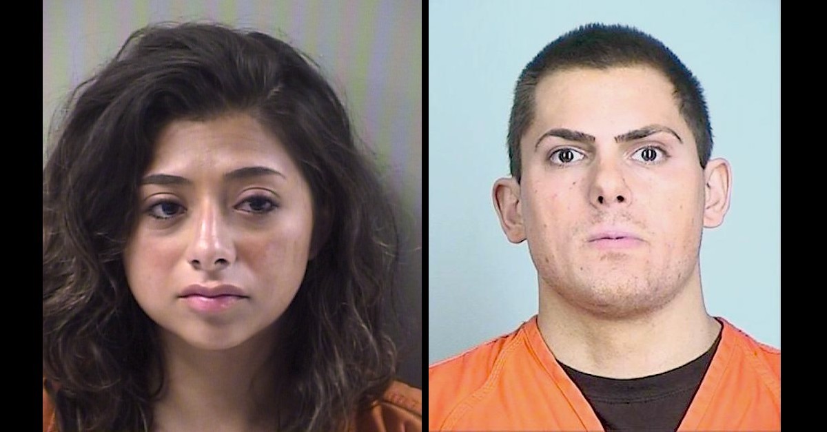 College Republican chapter leader Gisela Castro Medina (left) appears in an Okaloosa County, Fla. jail mugshot. Republican operative and donor Anton Lazzaro (right) appears in a Sherburne County, Minn. mugshot.