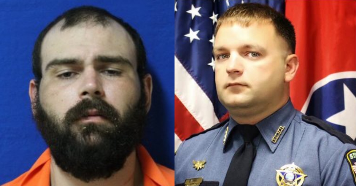 Mugshot of Steven Wiggins (left), and image of Sgt. Daniel Scott Baker.
