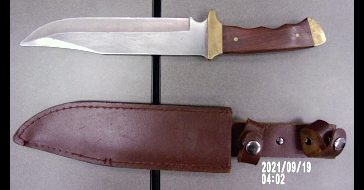 Police in Berea, Ohio say a man playing a haunted house character at a county fairgrounds brought this knife from home and accidentally stabbed a boy.