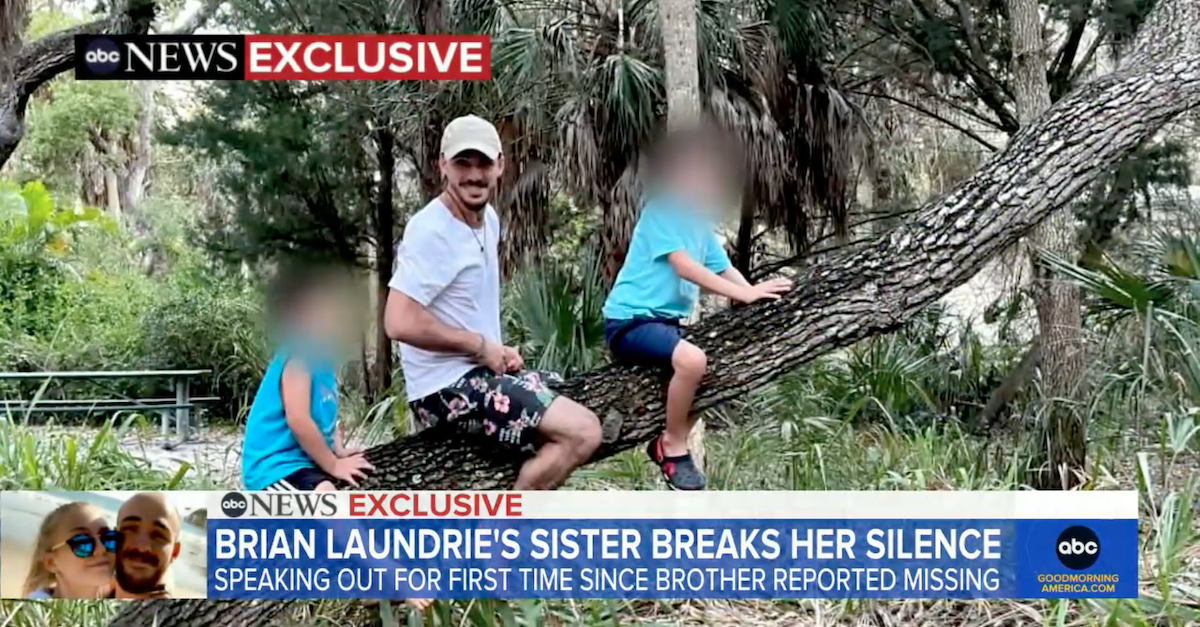 Cassie Laundrie told ABC News that this image shows Brian Laundrie camping at Fort De Soto in Florida on Sept. 6, 2021. She said it was the last time she saw him. (Image via screengrab from Good Morning America/ABC.)