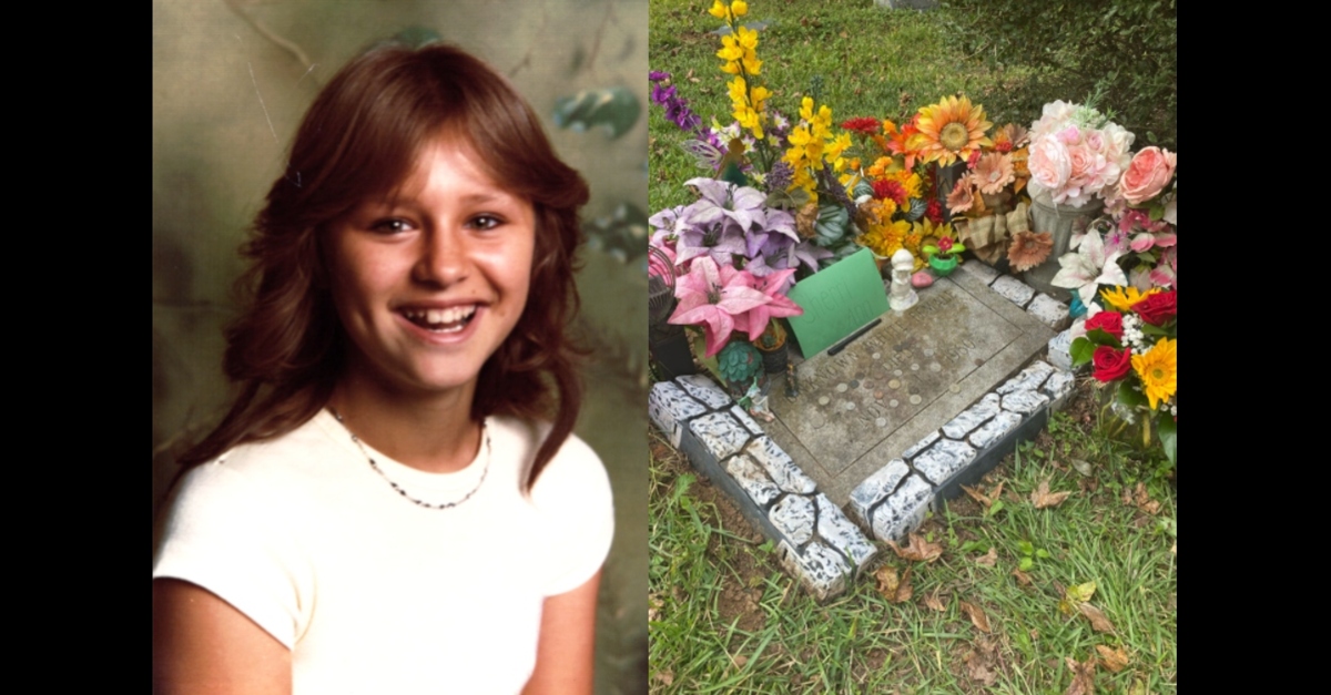 A picture of Sherri Ann Jarvis, and a picture of her gravesite.