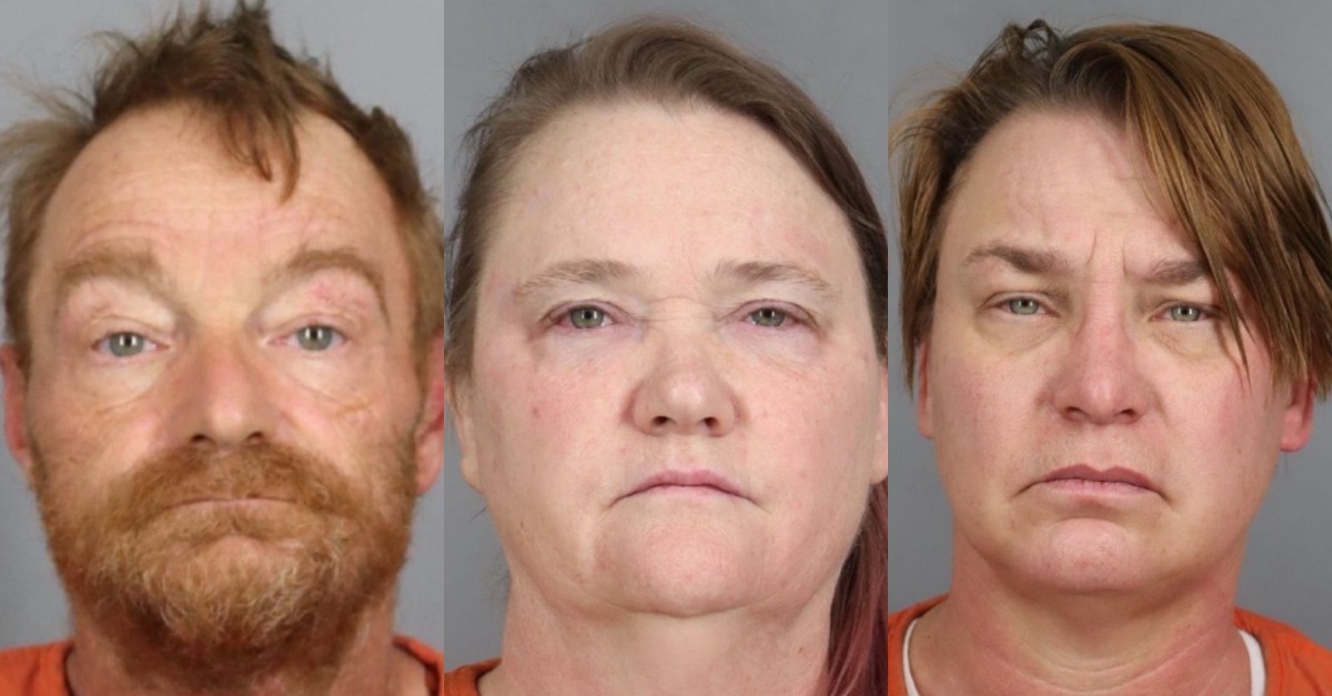 Allan Long (L) Martha Long (C) and Rona Culler (R) appear in mugshots