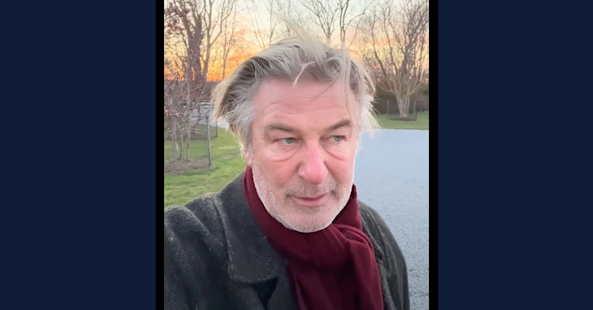 Alec Baldwin appears in a social media screengrab from a December 2021 holiday message he recorded for supports and fans.