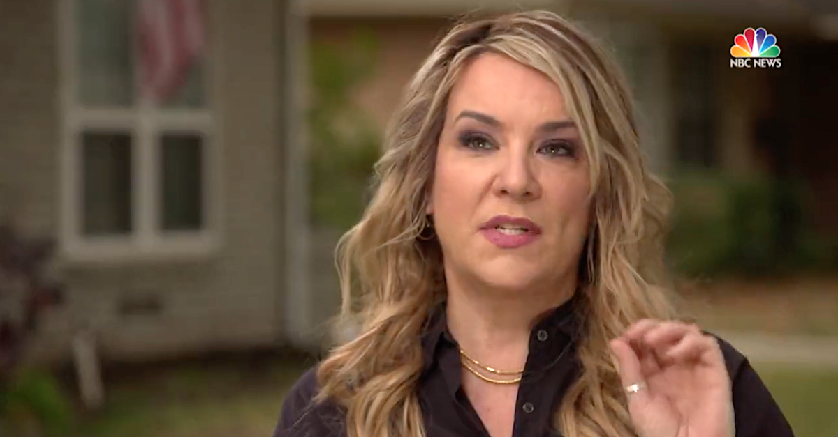 Jenna Ryan appears in a screengrab from an NBC News interview recorded shortly before she reported to jail.