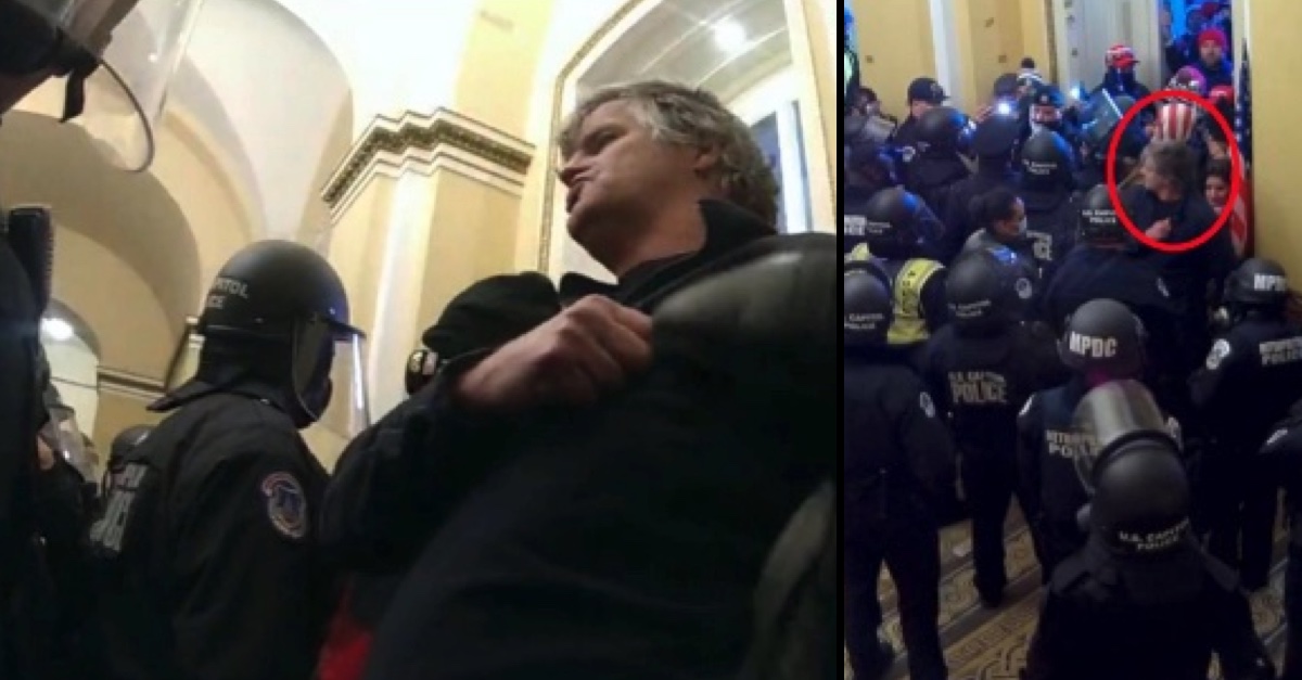 Mark Leffingwell confronts police at the US Capitol on January 6