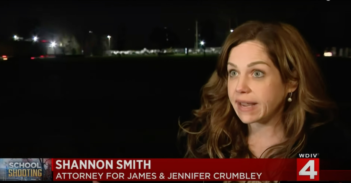 Defense attorney Shannon Smith appears in a Dec. 3, 2021 screengrab from WDIV-TV in Detroit.