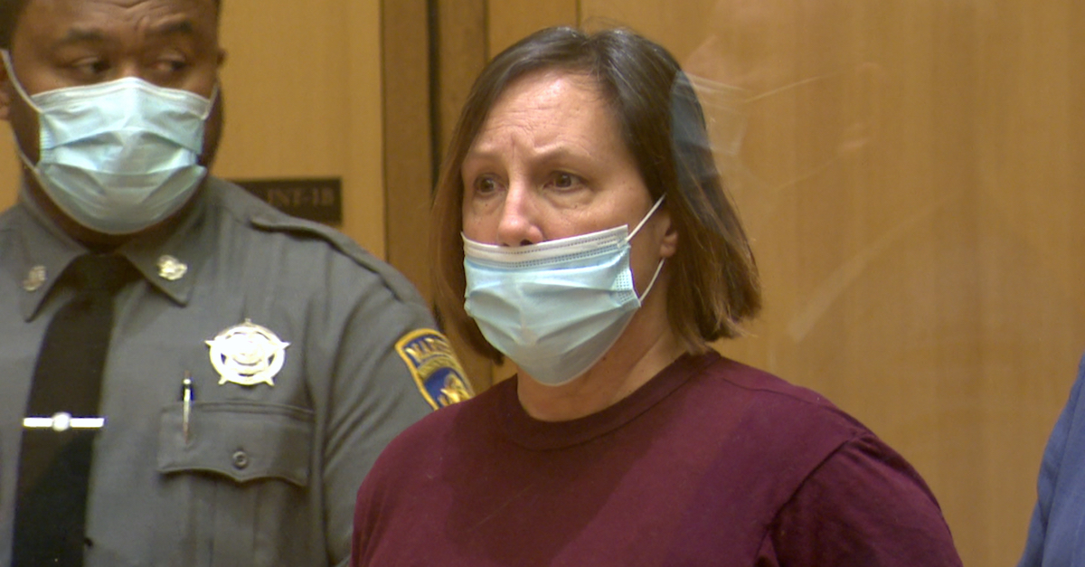 Ellen Wink appears in a Connecticut courtroom in the Stamford-Norwalk judicial district on Feb. 16, 2021. (Image via the Law&Crime Network.)