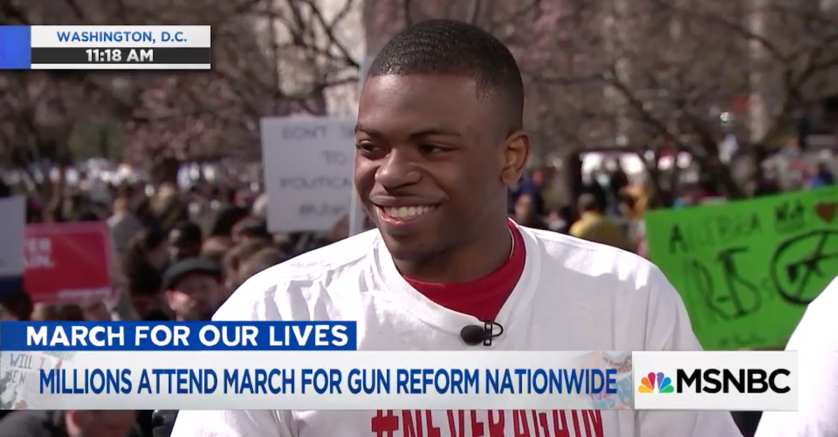 Quintez Brown appeared on MSNBC in 2018. (Image via screengrab.)