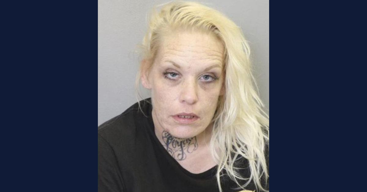 Heather Totty appears in a mugshot