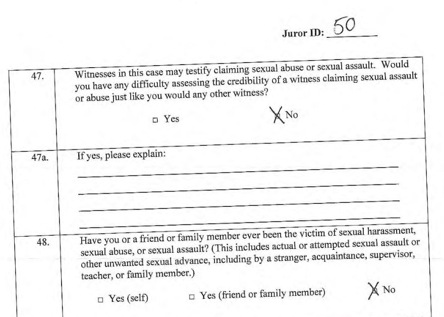 Juror 50 questionnaire