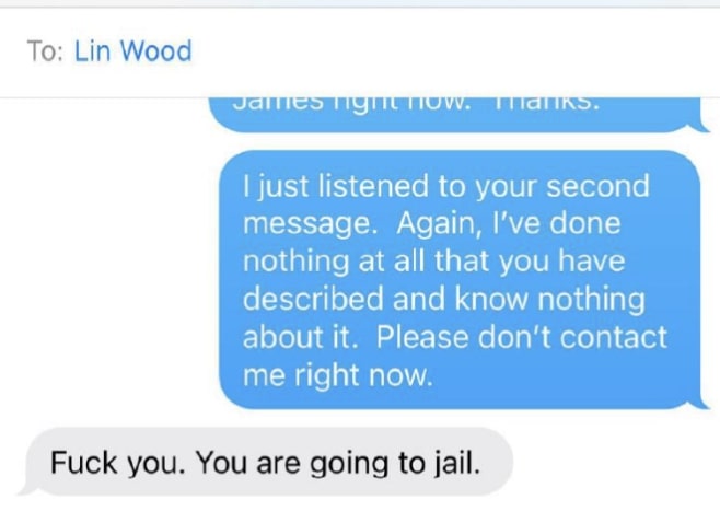 Lin Wood text to Wilson