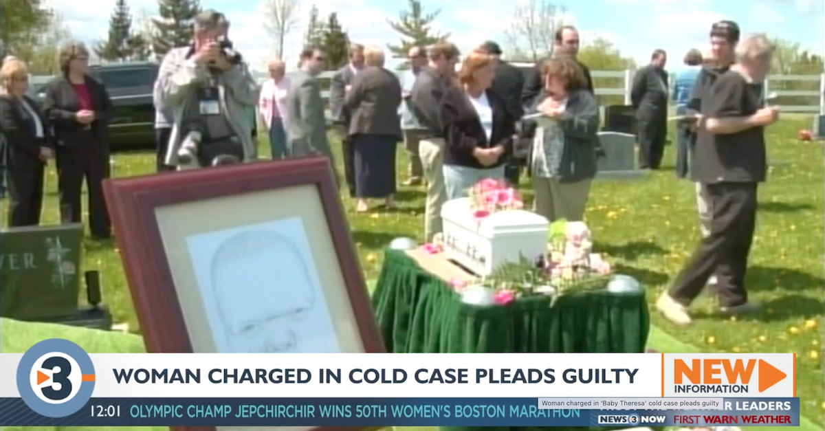 Madison CBS affiliate WISC-TV covered the funeral for 'Baby Theresa' in 2009.  (Image via screengrab.)