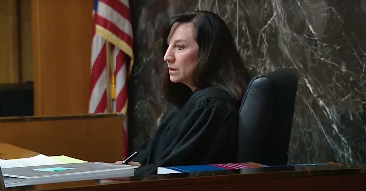 Oakland County Circuit Court Judge Cheryl Matthews speaks to attorneys during an April 19, 2022 hearing. (Image via screengrab from WJBK-TV/YouTube.)