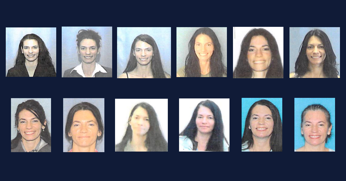 A series of photos from state ID documents assigned to Ava Misseldine and Brie Bourgeois