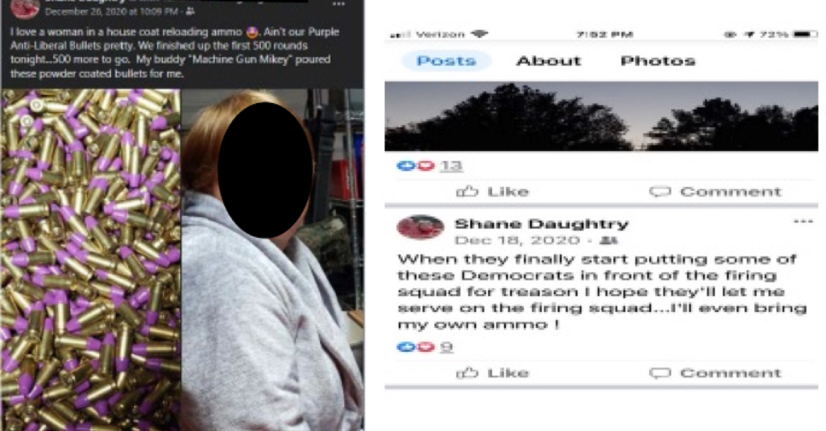 Michael Shane Daughtry social media posts December 2020. 
