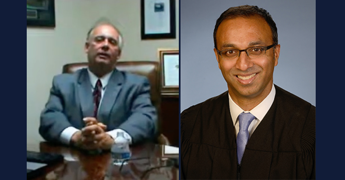 Troubled lawyer Jonathon Moseley is seen on the left in a YouTube screengrab; U.S. District Judge Amit Mehta is pictured on the right. 