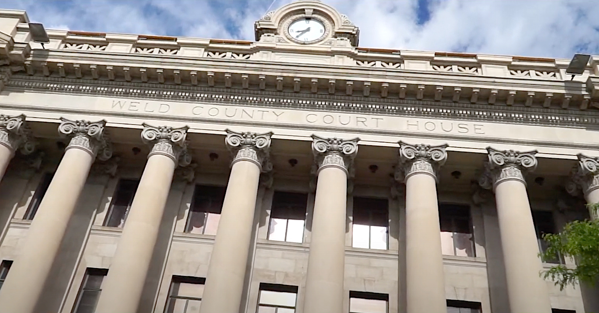 A file photo shows the Weld County, Colorado courthouse. (Image via YouTube screengrab.)