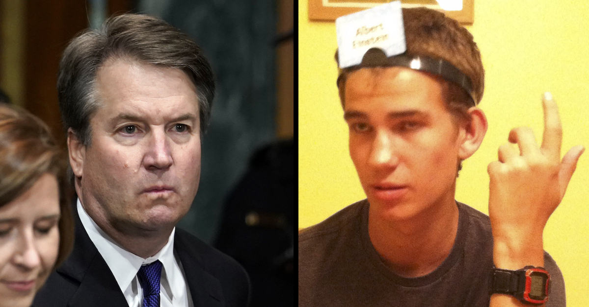 Two separate pictures show Justice Brett Kavanaugh and Nicholas John Roske.