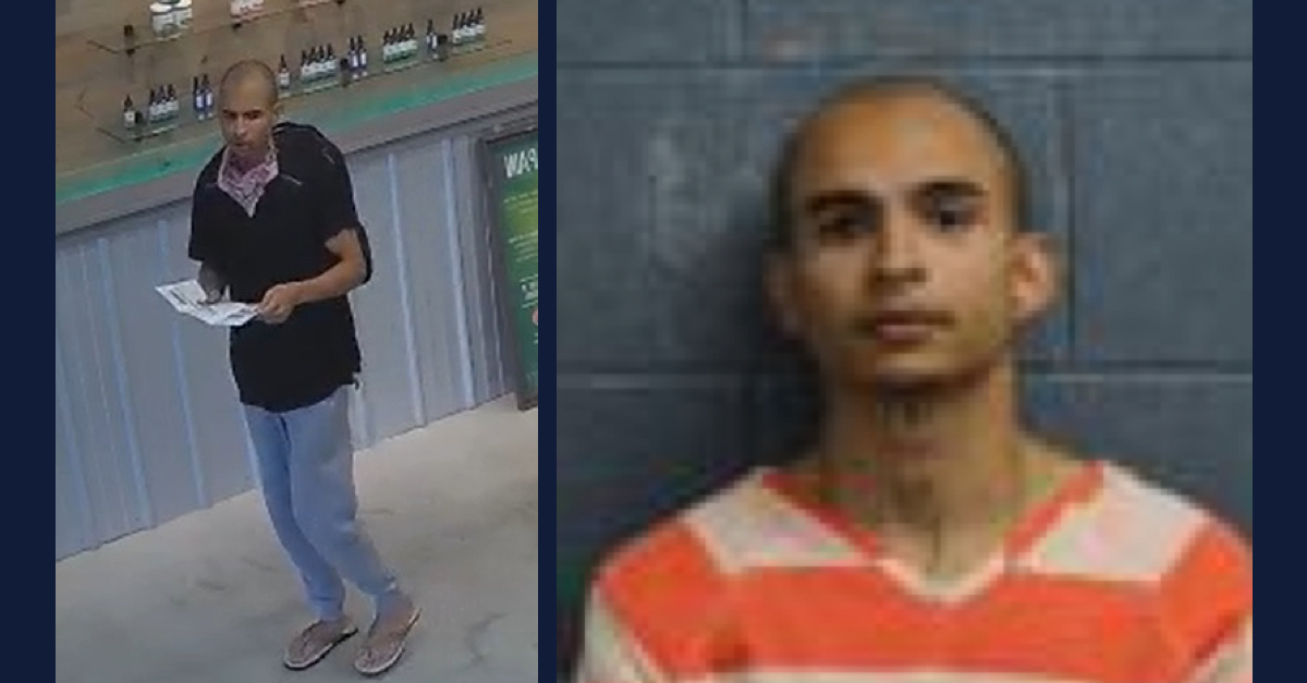 Charles Michael Haywood is seen on surveillance footage, left (via Surf City Police Department), and in a booking photo, right (via Pender County Sheriff's Office).