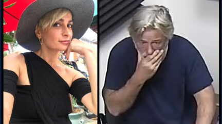Two photos show Halyna Hutchins and Alec Baldwin.