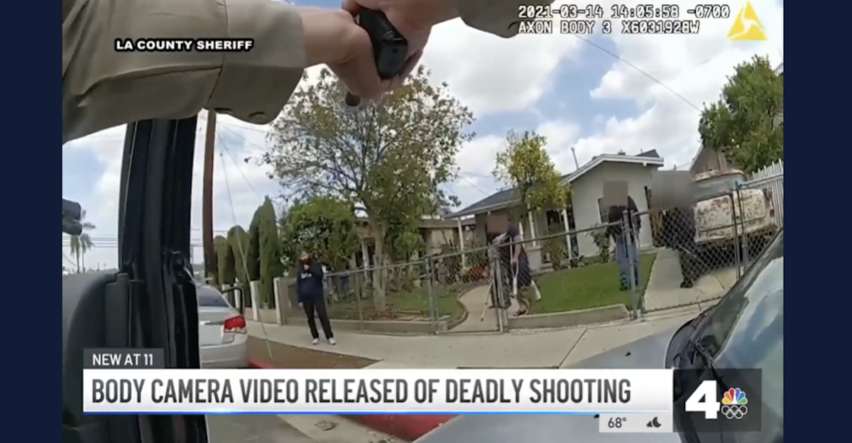 body camera footage of a deputy pointing a gun at a man