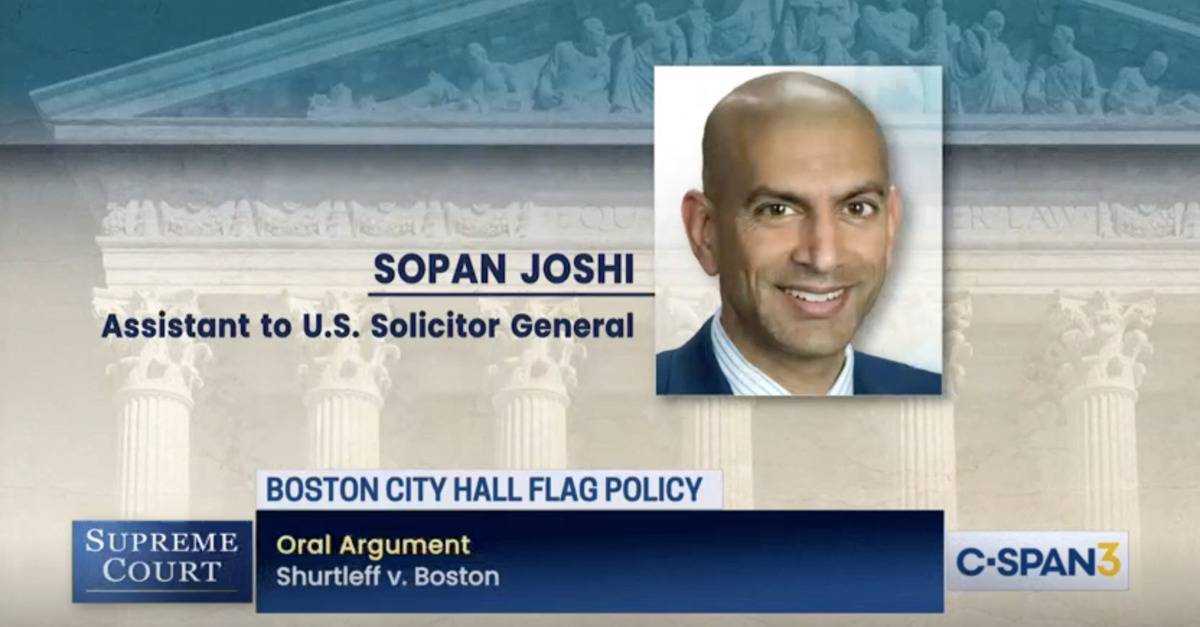 Sopan Joshi appears on C-SPAN during oral arguments before the Supreme Court