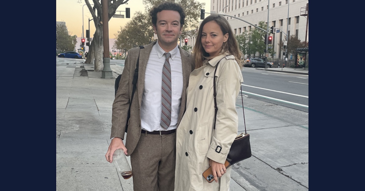 Danny Masterson and Bijou Phillips on a sidewalk in downtown Los Angeles