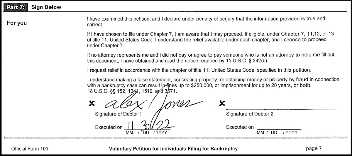 A photo shows a screen shot of a court document.