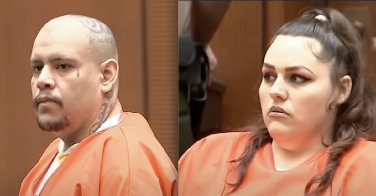 Heather Barron and Kareem Leiva in court (via KABC-TV screenshot)