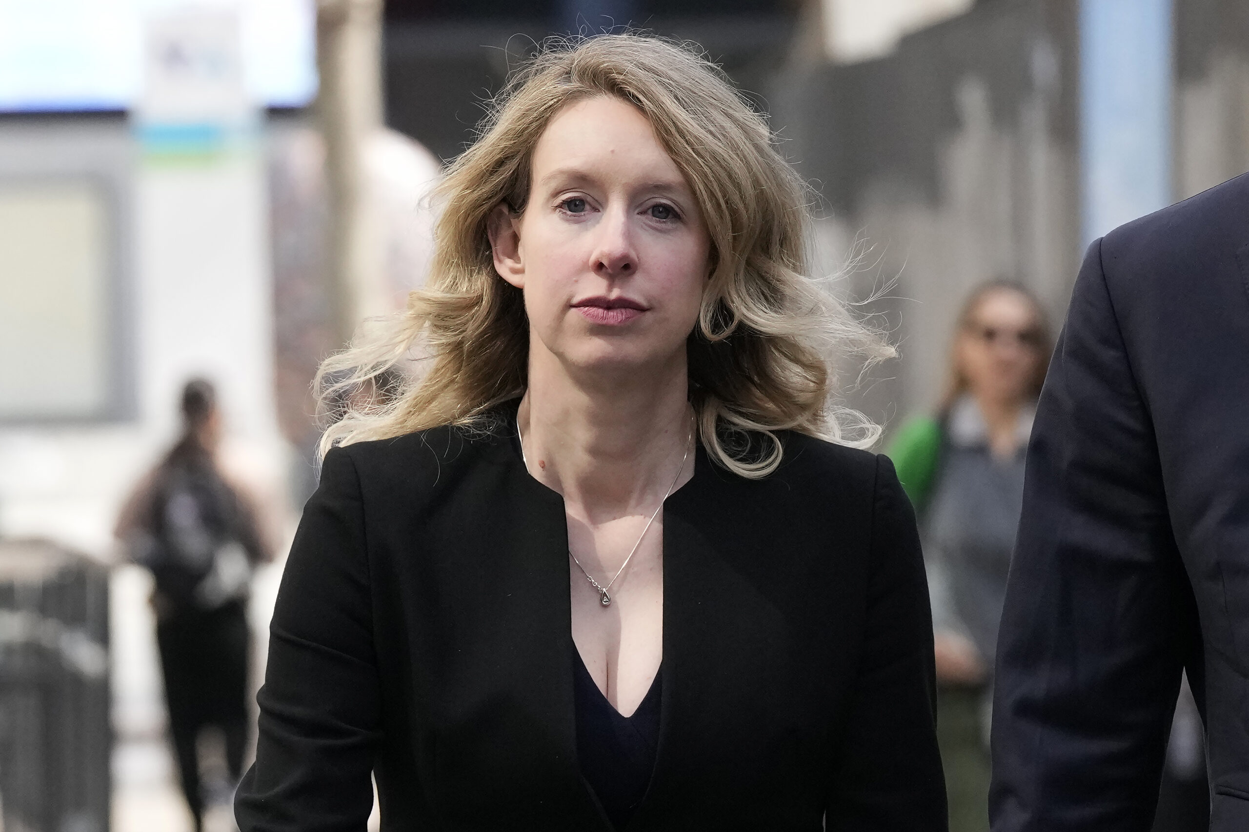 Former Theranos CEO Elizabeth Holmes leaves federal court in San Jose, Calif. on March 17, 2023. (AP)