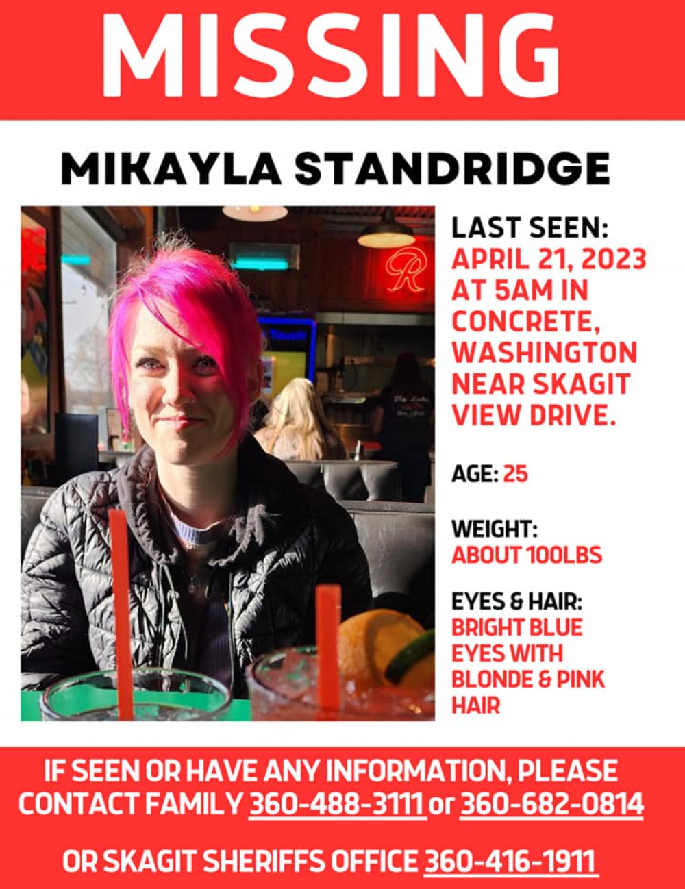 Mikayla Standridge reported missing in Washington