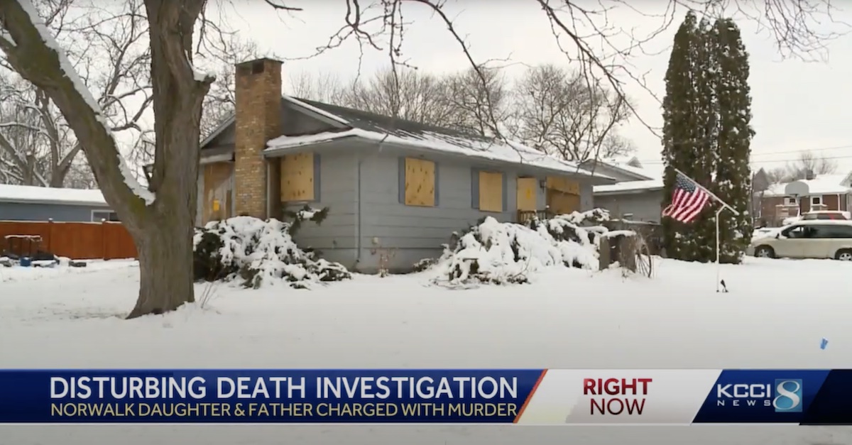 Pictured: Boarded up Staude residence (KCCI screengrab)