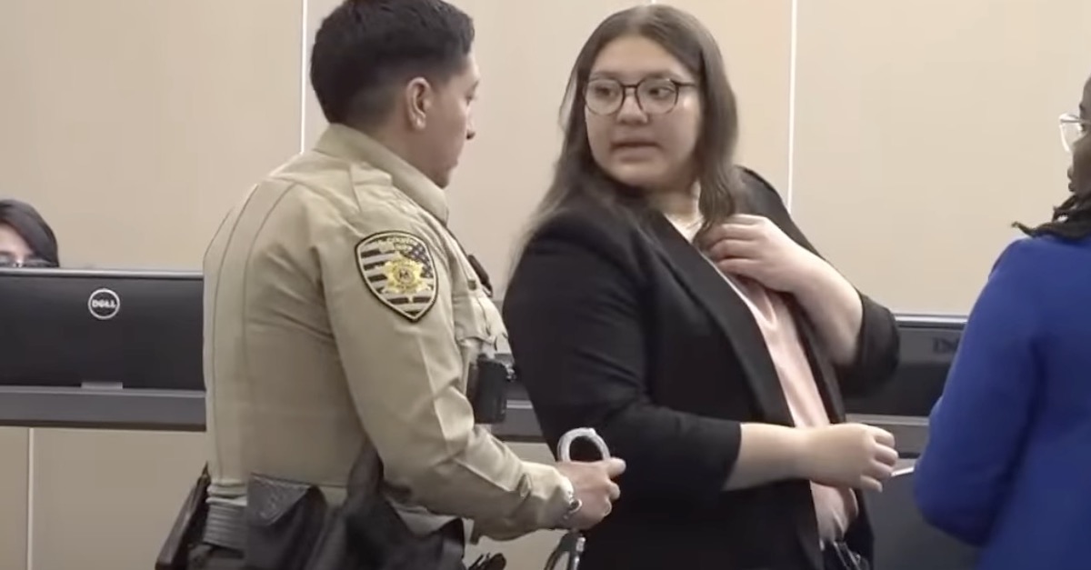 Alexis Avila being handcuffed folloiwng her sentencing hearing. (Court TV/YouTube screenshot)