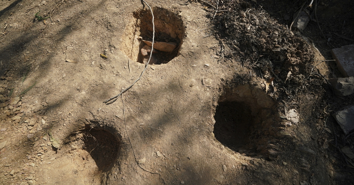 Holes dug for soil samples in Portugal as part of a renewed investigation into the Madeleine McCann disappearance. 