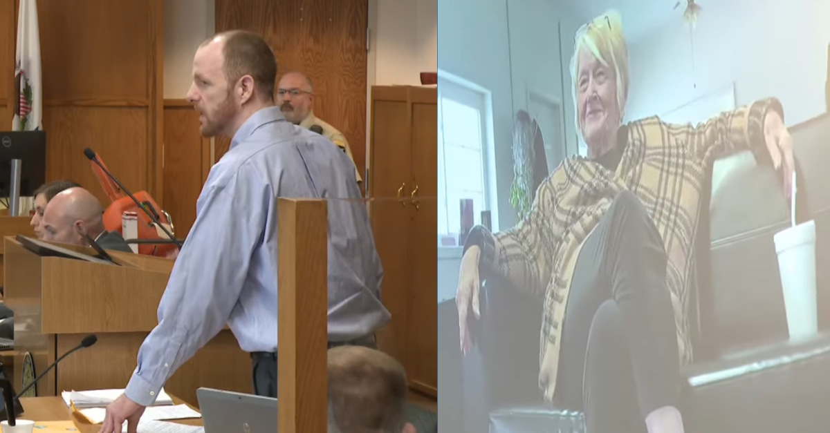 Bradley Yohn raped Christine "Tina" Schmitt Lohman during a brutal home invasion, prosecutors said. A picture of Lohman, who passed away before the trial, is shown in court on July 17, 2023. (Screenshots: Law&Crime Network)