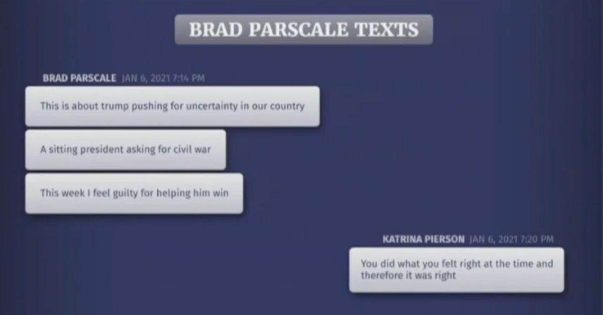Jan. 6 committee presentation exhibit of Brad Parscale text