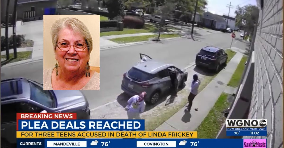 Three teenagers pleaded guilty in the killing of Linda Frickey. (Crime scene screenshot from ABC New Orleans, Louisiana, affiliate WGNO-TV)